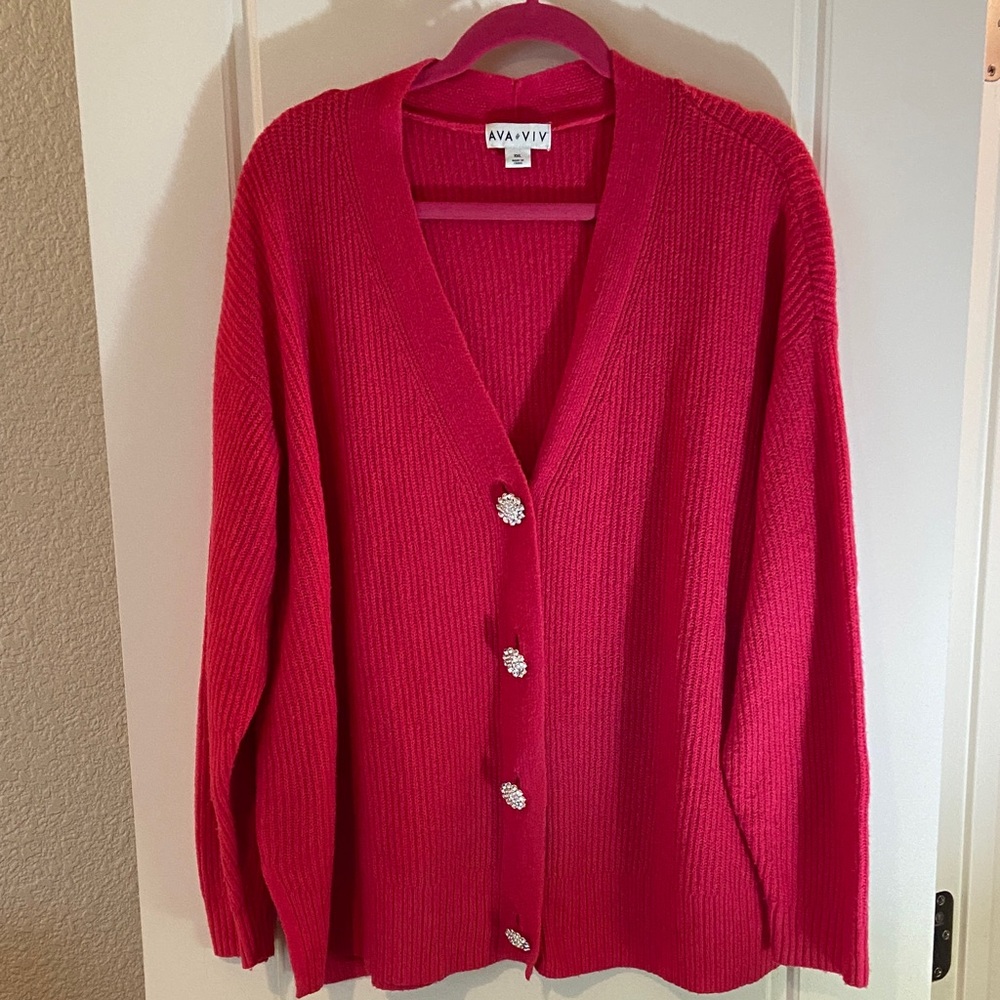 Cute pink sparkly button sweater